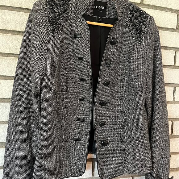 Insight NY Tweed Beaded Blazer Size 10 - Picture 2 of 6